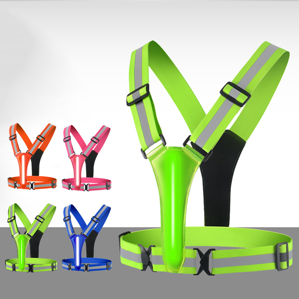 LED Running Vest USB Rechargea - Reflective Vest Cycling 评论和价格