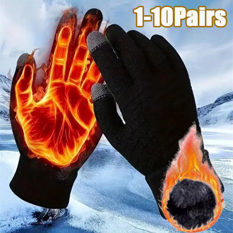 1-10Pairs Thick Knit Touchscre - Winter Cycling Commute 评论和价格