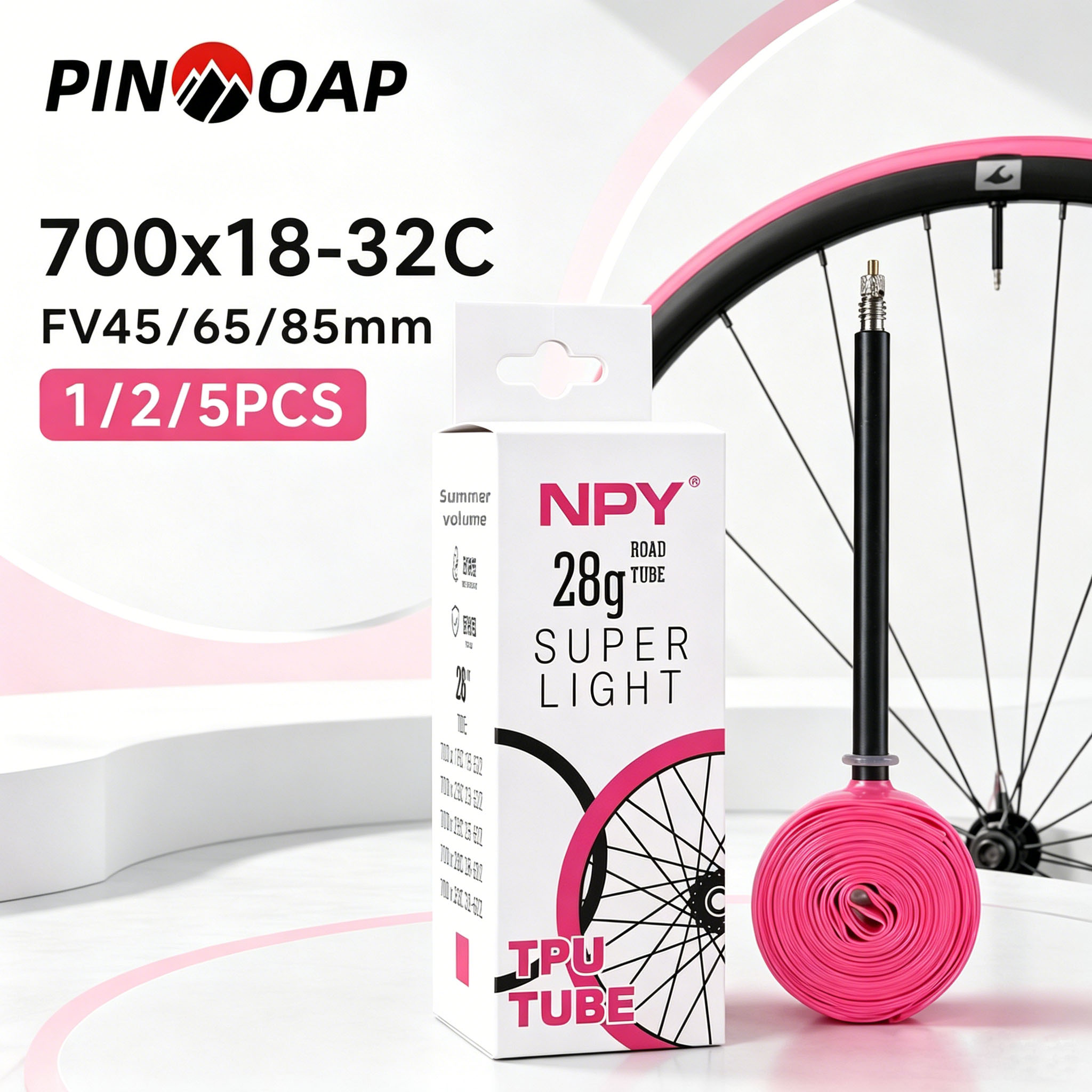PINMOAP 1/2/5PCS Pink Road Bik - Inner Tube 700C 评论和价格