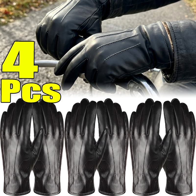 Thermal PU Leather Gloves Unis - Winter Cycling Commute 评论和价格